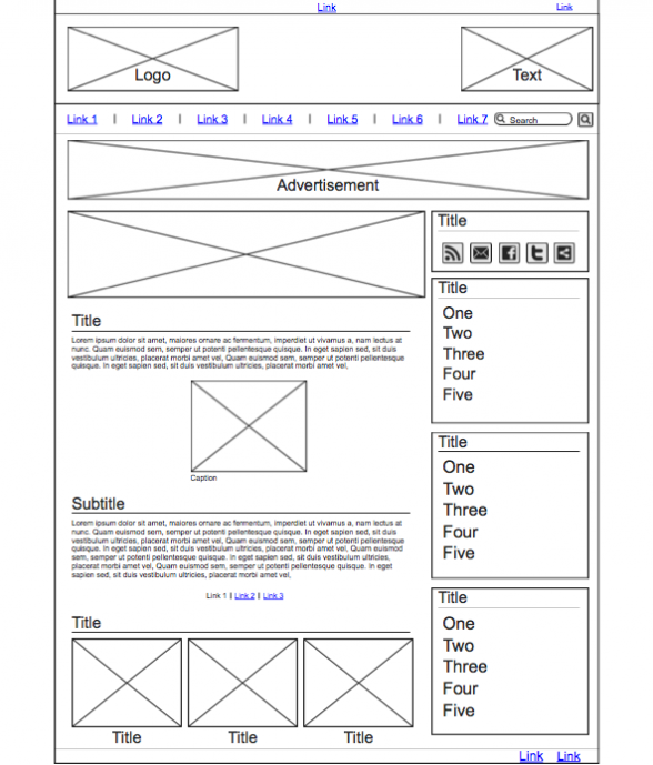 Cracked Article Page Low Fidelity Wireframe 